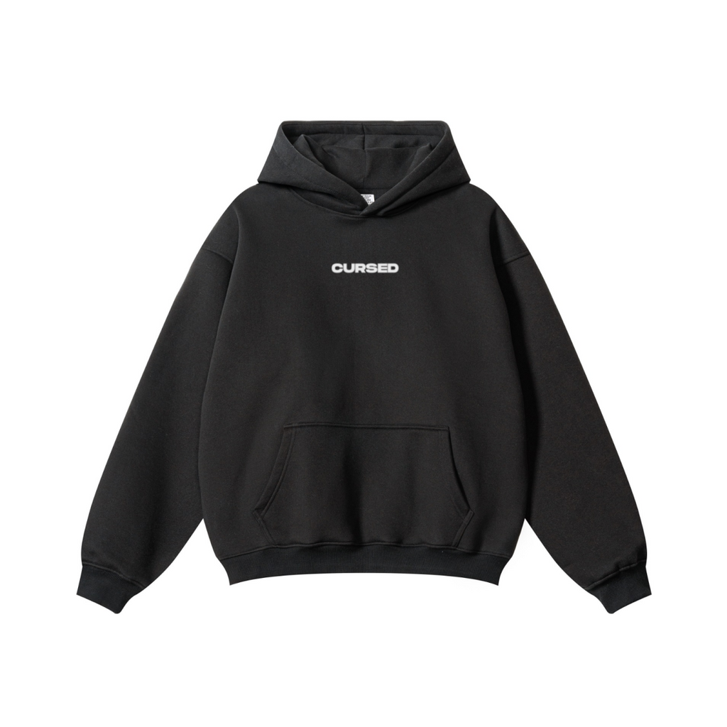 345GSM Men's Solid Color Pullover Hoodie Black