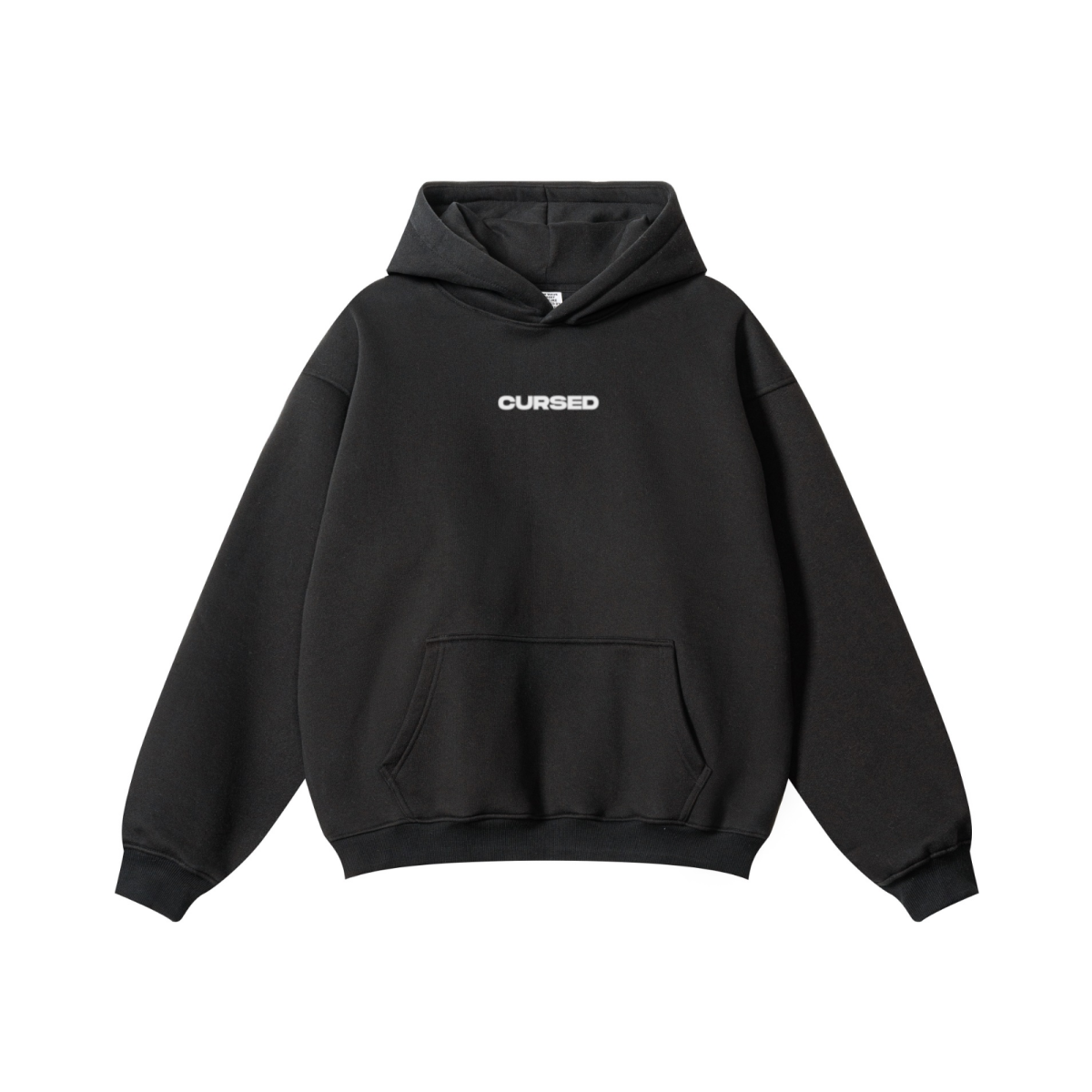 345GSM Men's Solid Color Pullover Hoodie Black