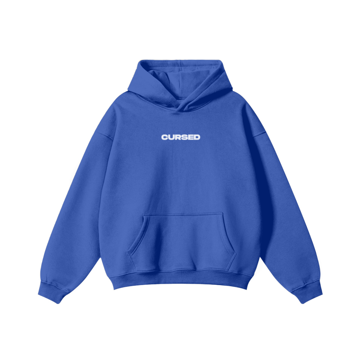 345GSM Men's Solid Color Pullover Hoodie Cyan Blue