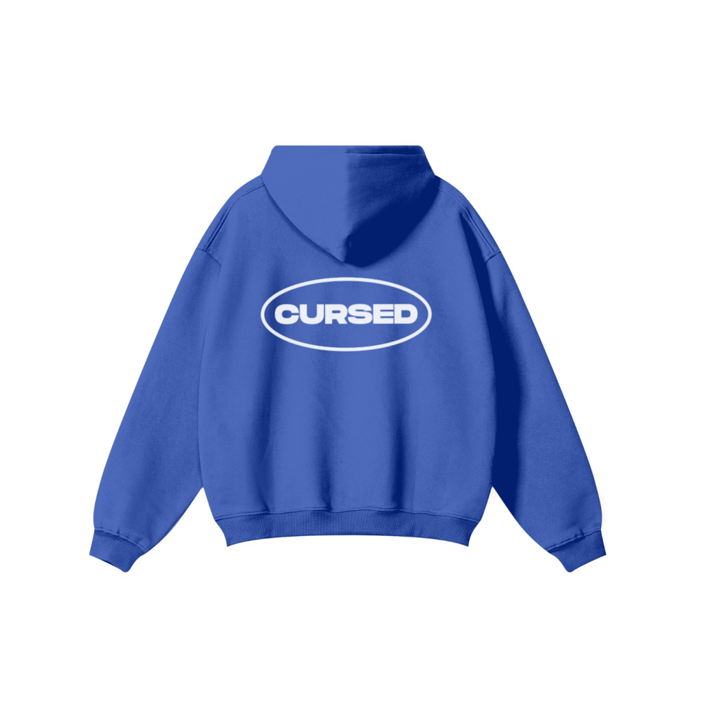 345GSM Men's Solid Color Pullover Hoodie Cyan Blue