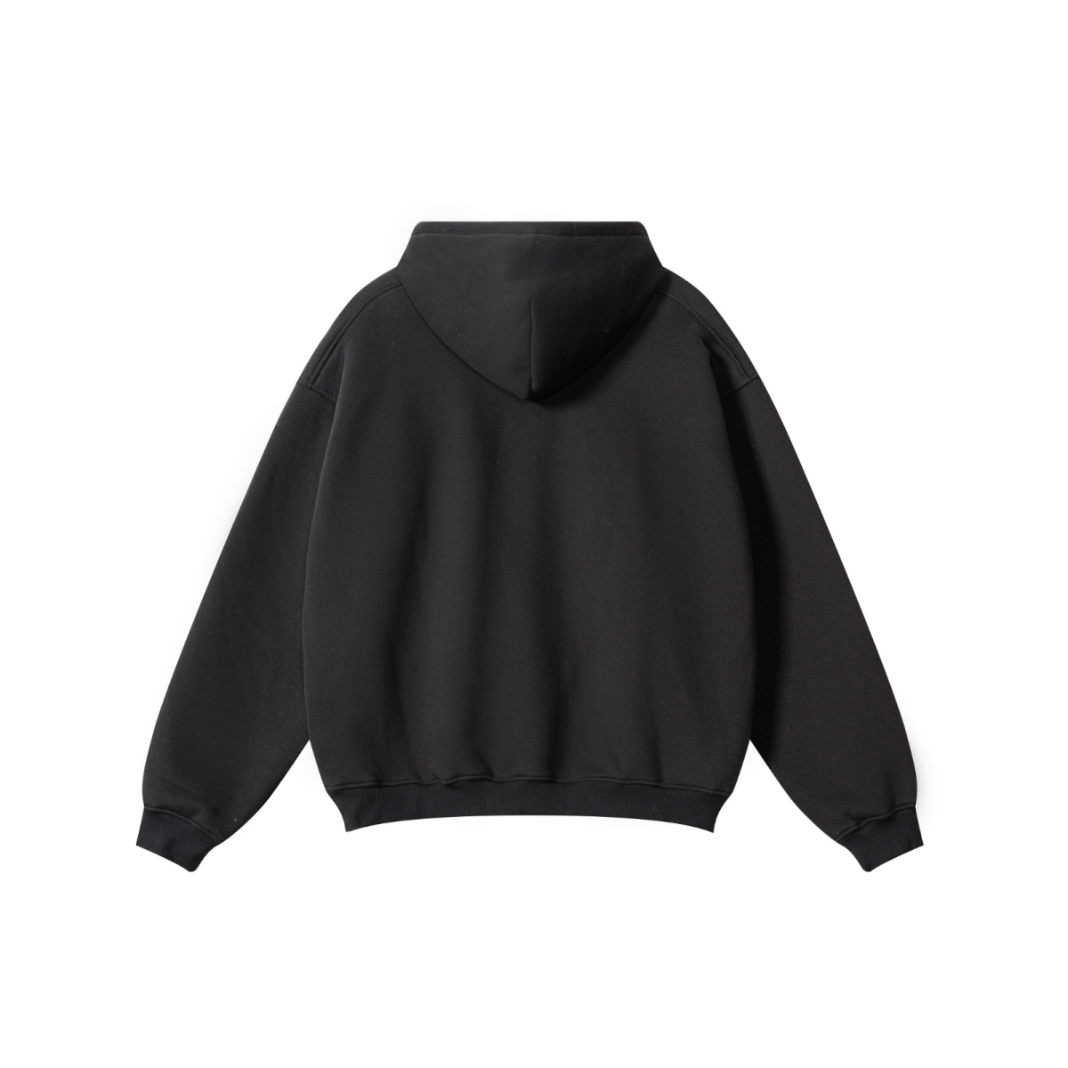 345GSM Men's Solid Color Pullover Hoodie Black