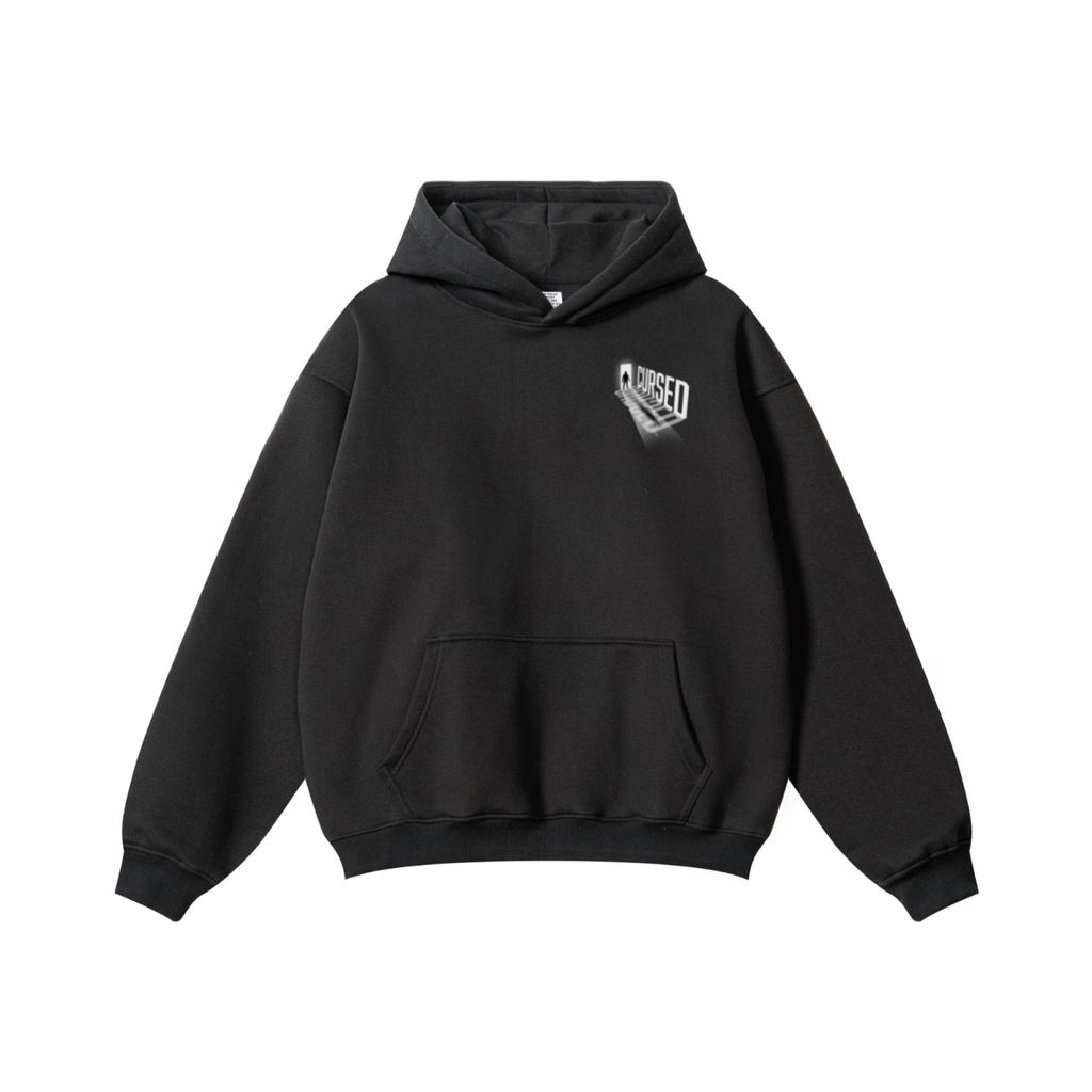 345GSM Men's Solid Color Pullover Hoodie Black