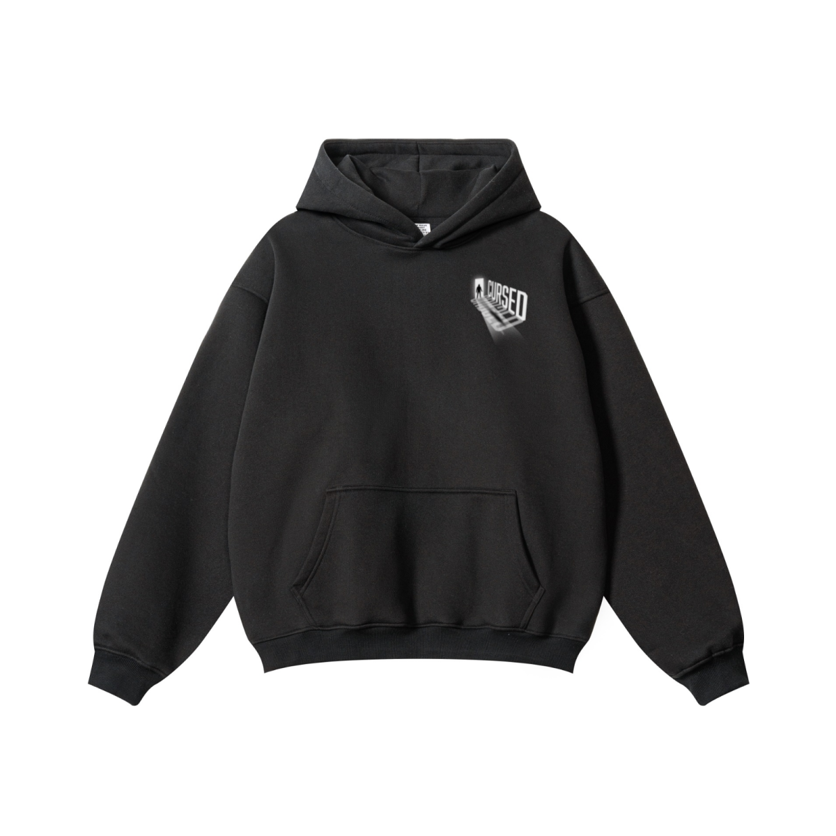 345GSM Men's Solid Color Pullover Hoodie Black