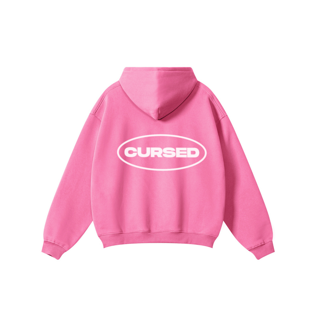 345GSM Women's Heavyweight Solid-Color Hoodie Rose Pink